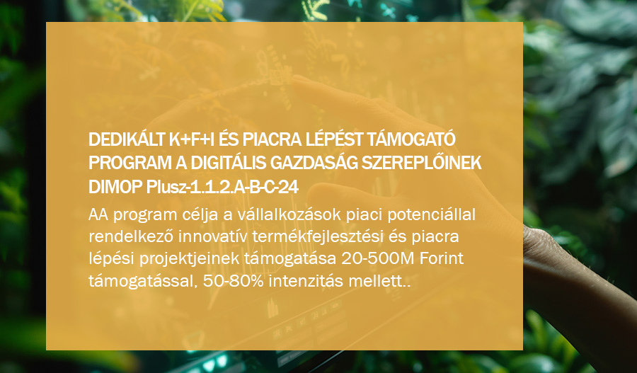 DIMOP Plusz-1.1.2/A/B/C-24 - Dedikált K+F+I és piacra lépést támogató program a digitális gazdaság szereplőinek