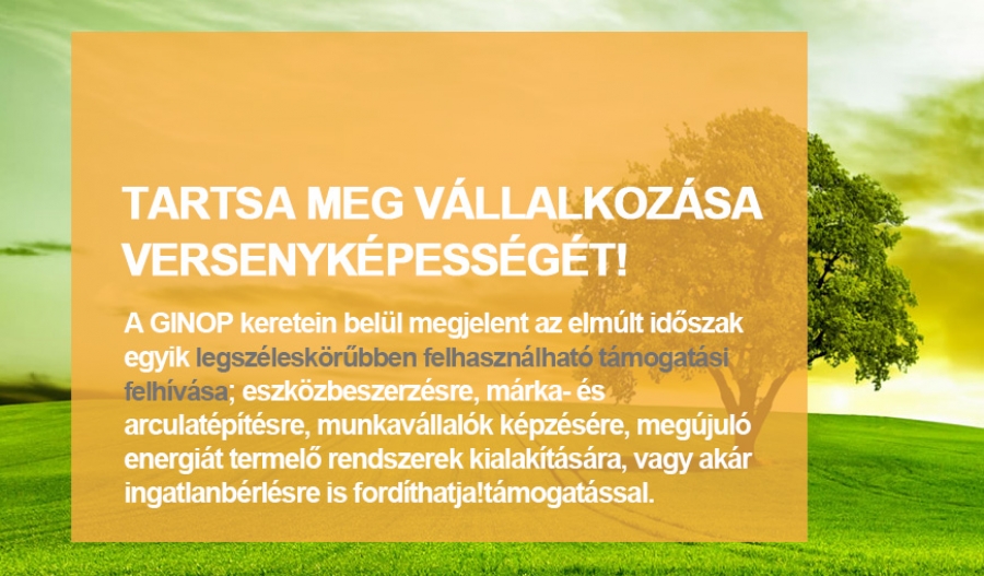 GINOP-1.2.8-20 - &Uacute;j telephelyfejleszt&eacute;si p&aacute;ly&aacute;zat a vid&eacute;ki r&eacute;gi&oacute; v&aacute;llalkoz&aacute;sainak!