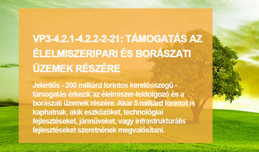 &Eacute;lelmiszer-feldolgoz&oacute; &eacute;s bor&aacute;szati &uuml;zemek fejleszt&eacute;se - VP3-4.2.1-4.2.2.-2-21