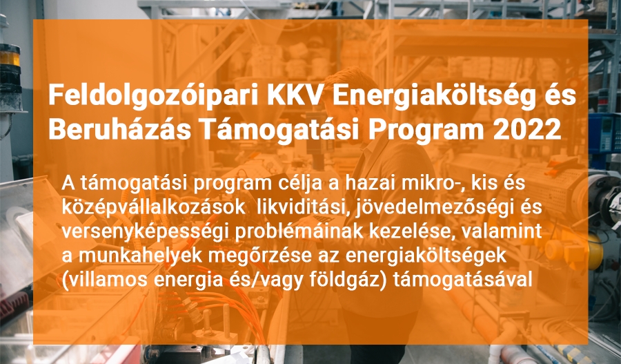 Feldolgoz&oacute;ipari KKV Energiak&ouml;lts&eacute;g &eacute;s Beruh&aacute;z&aacute;s T&aacute;mogat&aacute;si Program 2022